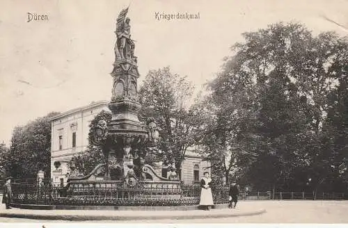 [Ansichtskarte] 5160 DÜREN, Kriegerdenkmal, Druckstelle. 