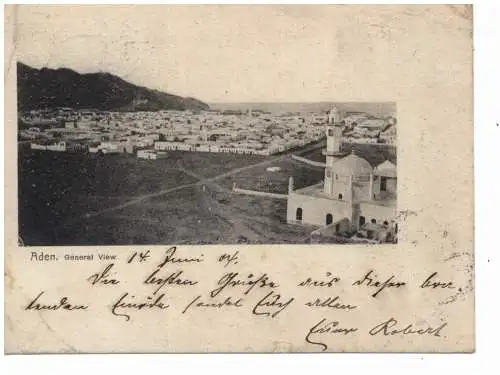 [Ansichtskarte] ADEN / YEMEN - General view, 1904, India stamp, postcard to Germany. 