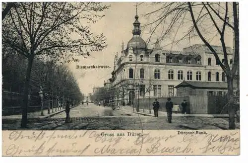 [Ansichtskarte] 5160 DÜREN, Bismarckstrasse, Dürener Bank, Verlag Terhöven - Düren. 