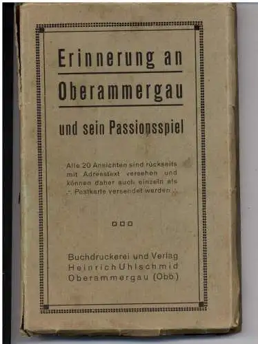 [Ansichtskarte] 8103 OBERAMMERGAU, Passionsspiele 1922, komplette appe mit 20 s/w AK. 