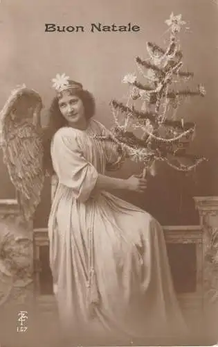 [Ansichtskarte] WEIHNACHTEN / CHRISTMAS / JOEL - Engel mit Weeihnachtsbaum, 1917. 