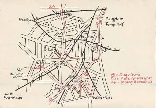 [Ansichtskarte] 1000 BERLIN - LANKWITZ, Angelicum, Klapp-Karte. 