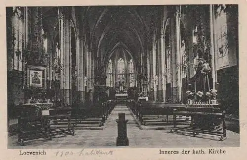 [Ansichtskarte] 5140 ERKELENZ - LÖVENICH, Katholische Kirche, Innenansicht, 1918. 