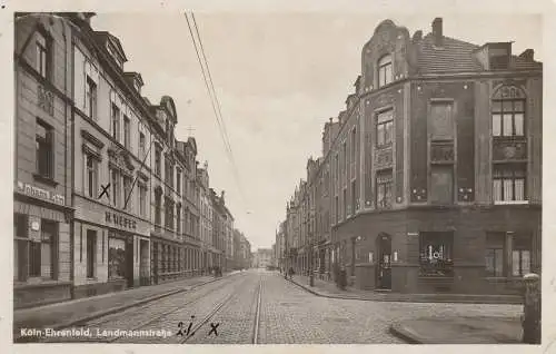 [Ansichtskarte] 5000 KÖLN - EHRENFELD, Landmannstrasse Eck Merkens Strasse, Feinbäckerei Weber. 