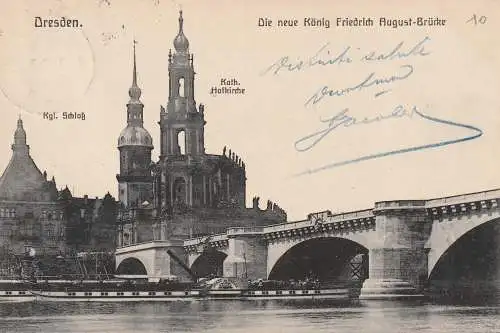 [Ansichtskarte] BINNENSCHIFFE - ELBE, "STADT WEHLEN" mit eingeklapptem Schornstein vor Dresden, 1906. 