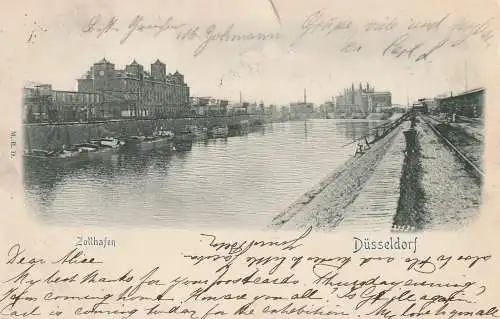 [Ansichtskarte] 4000 DÜSSELDORF, Zollhafen, Relief - Präge - Karte, 1902. 