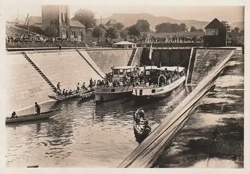 [Ansichtskarte] BINNENSCHIFFE - RHEIN, Staustaufe Augst (CH), Motorschiffe "RHEINFELDEN" und "LÄLLEKÖNIG" , 1935. 