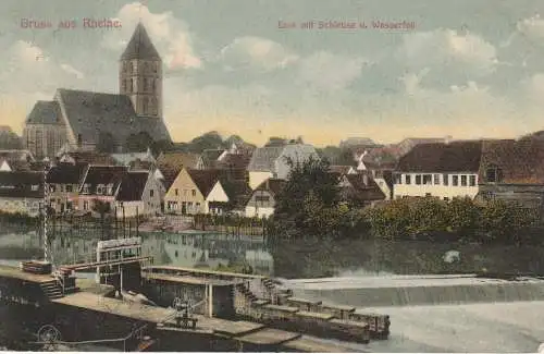 [Ansichtskarte] 4440 RHEINE, Emsschleuse und Wasserfall, 1912. 