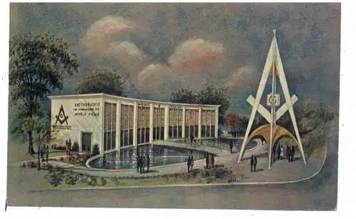 [Ansichtskarte] EXPO 1964 - 65 NEW YORK, Masonic Brotherhood Center, Freimaurer Pavillon. 