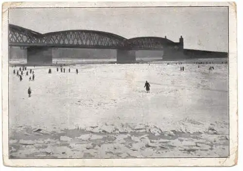 [Ansichtskarte] 6500 MAINZ, Der zugefrorene Rhein 1929, Ecken abgerundet. 