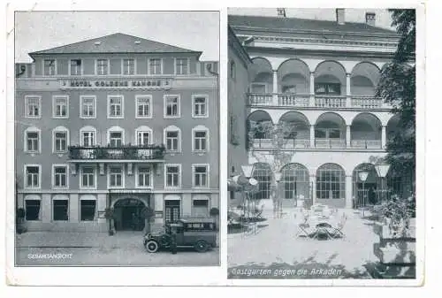 [Ansichtskarte] A 4000 LINZ, Hotel GOLDENE KANONE", 1944, Druckstelle. 