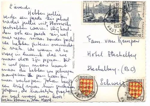 [Ansichtskarte] F 68140 STOSSWIHR, Hotel & Villa G. Herr, 1957. 