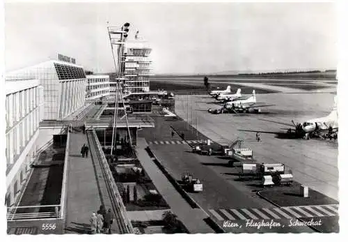 [Ansichtskarte] FLUGHAFEN / AIRPORT - WIEN - SCHECHAT, Propellermaschinen, 60er Jahre. 