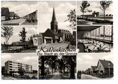 [Ansichtskarte] 4054 NETTETAL - KALDENKIRCHEN, Kirche, Schwimmbad, Beethovenstrasse....1968, deutliche Druckstelle. 