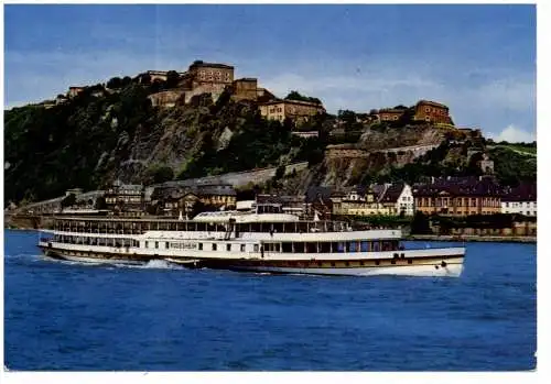 [Ansichtskarte] BINNENSCHIFFE - RHEIN, Köln - Düsseldorfer "RÜDESHEIM" vor Koblenz. 