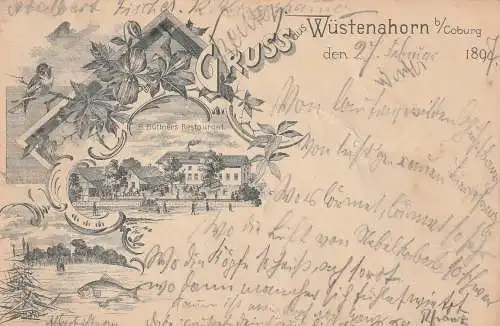 [Ansichtskarte] 8630 COBURG - WÜSTENAHORN, Büttners's Restaurant, 1897, Druckstellen. 