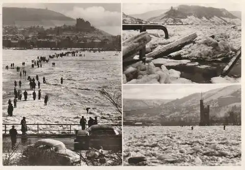 [Ansichtskarte] 6220 RÜDESHEIM, der zugefrorene Rhein 1956. 