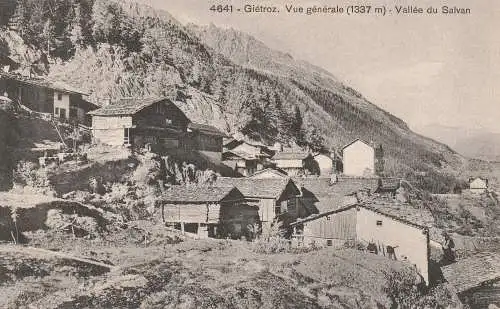 [Ansichtskarte] CH 1925 FINHAUT - GIETROZ VS, Vue generale, Valle du Salvan, Burgy - Lausanne. 