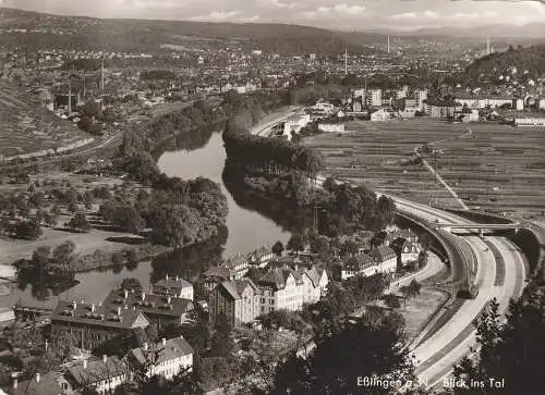 [Ansichtskarte] 7300 ESSLINGEN, Luftaufnahme, Blick ins Tal, 196... 