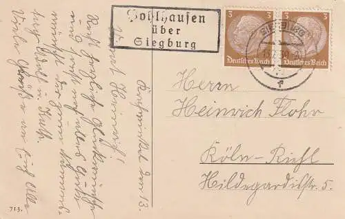 [Ansichtskarte] 5206 NEUNKIRCHEN - SEELSCHEID, Postgeschichte, Landpoststempel "Pohlhausen über Siegburg", 1939. 