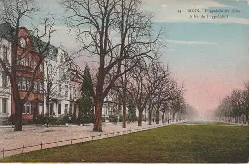 [Ansichtskarte] 5300 BONN, Poppelsdorfer Allee zur Zeit der franz. Besetzung. 