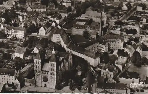 [Ansichtskarte] 4500 OSNABRÜCK, Johanniskirche und Umgebung, Luftaufnahme 1956, Druckstelle. 