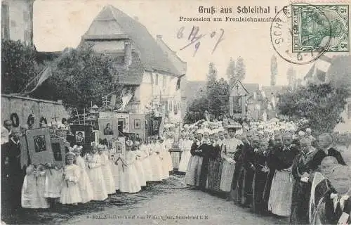 [Ansichtskarte] F 67140 SCHLEITHAL, Fronleichnams Prozession 1907. 