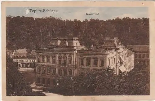 [Ansichtskarte] BÖHMEN & MÄHREN - TEPLITZ - SCHÖNAU / TEPLICE, Kaiserbad 1911, kl. Oberflächenmangel. 