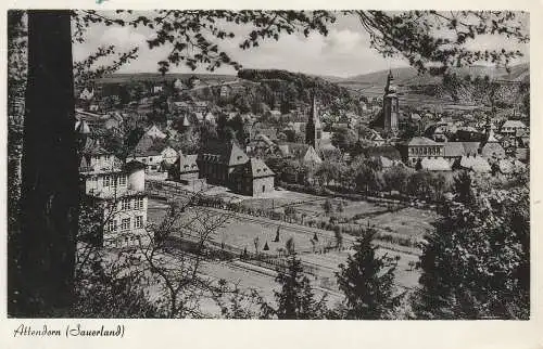 [Ansichtskarte] 5952 ATTENDORN, Blick auf den Ort, 1955. 