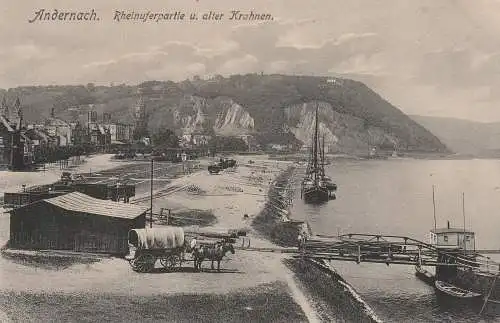 [Ansichtskarte] 5470 ANDERNACH, Rheinufer, Feldbahn, Frachtschiffanleger. 