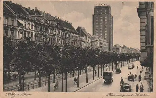 [Ansichtskarte] 5000 KÖLN, Hansaring mit Hochhaus, Baumallee, Oldtimer, 20er Jahre. 