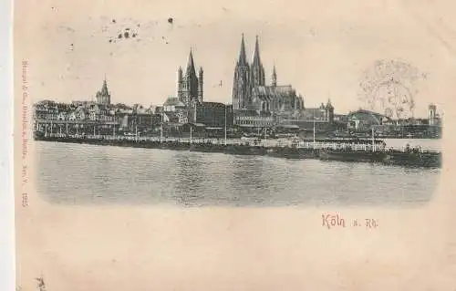 [Ansichtskarte] 5000 KÖLN, Schiffsbrücke 1899, Präge - Relief - Karte, Verlag Stengel. 