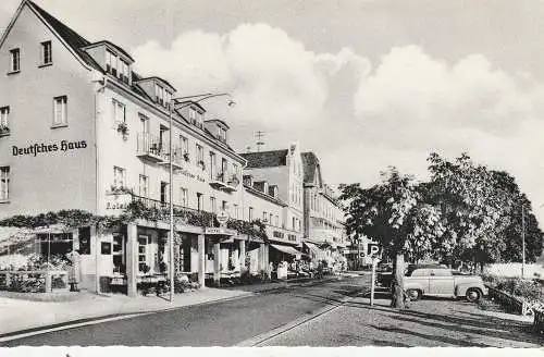 [Ansichtskarte] 5424 KAMP - BORNHOFEN, Hotel Deutsches Haus, Rheinpromenade, OPEL OLYMPIA, 1957. 