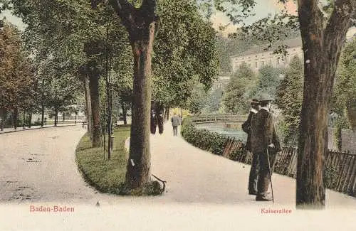 [Ansichtskarte] 7570 BADEN - BADEN, Kaiserallee, animiert, coloriert, Verlag Spies, ca. 1905. 