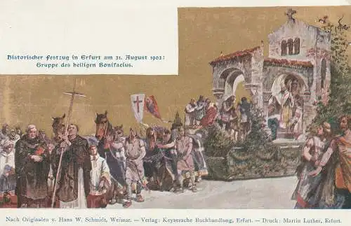 [Ansichtskarte] 0-5000 ERFURT, Historischer Festzug 1902,  Gruppe des heiligen Bonifacius. 