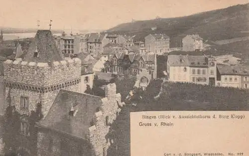 [Ansichtskarte] 6530 BINGEN, Blick v. Aussichtsturm der Burg Klopp, Verlag Boogaart. 