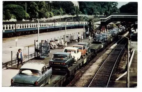 [Ansichtskarte] EISENBAHN / RAILWAY - Engl. Autoreisezug MOTORAIL, Oldtimer. 