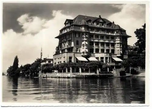 [Ansichtskarte] CH 3652 HILTERFINGEN BE, Hotel Bellevue au Lac, 1966, min. Druckstelle. 