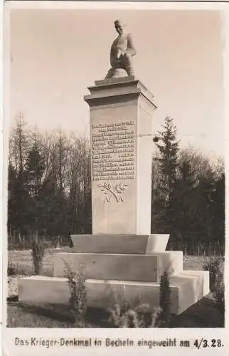 [Ansichtskarte] 5427 BAD EMS - BECHELN, Krieger - Denkmal, eingeweiht 4.3.28, Photo-AK. 