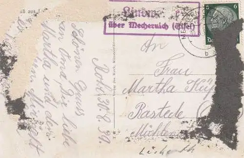 [Ansichtskarte] 5353 MECHERNICH - LÜCKERATH, Blick über den Ort, 1939, Landpoststempel "Lindweiler über Mechernich", Klebereste. 