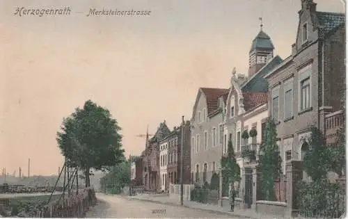 [Ansichtskarte] 5120 HERZOGENRATH, Merksteinerstrasse, coloriert, 1910. 