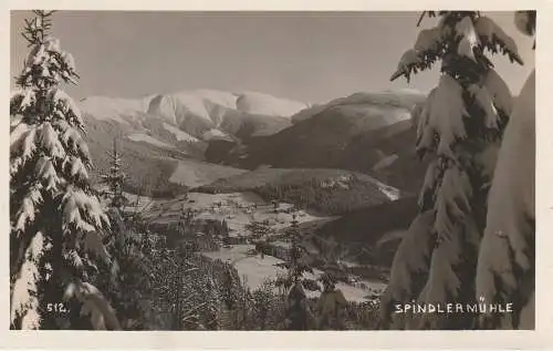 [Ansichtskarte] BÖHMEN & MÄHREN - SPINDLERMÜHLE / SPINDLERUV MLYN, Blick aus den Bergen. 