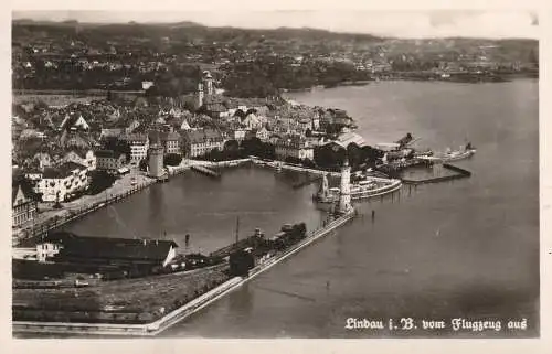 [Ansichtskarte] 8990 LINDAU, Hafen, Luftaufnahme, 30er Jahre. 