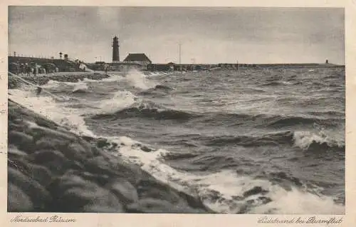 [Ansichtskarte] 2242 BÜSUM, Südstrand bei Sturmflut, 1932. 