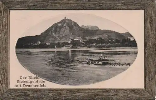 [Ansichtskarte] 5330 KÖNIGSWINTER im Passepartoutrahmen, Rheindampfer, 1912. 