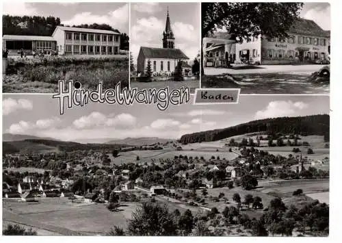 [Ansichtskarte] 7768 STOCKACH - HINDELWANGEN, Hotel Adler, Schule, Kirche, Gesamtansicht. 