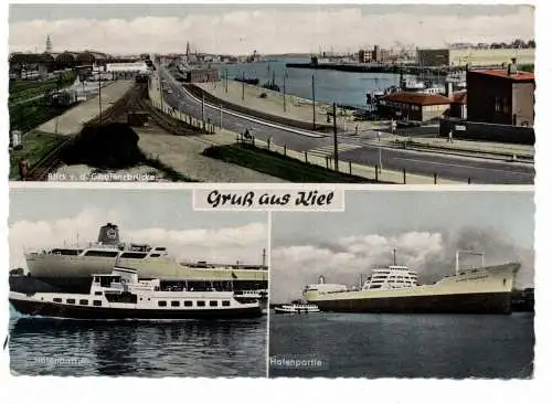 [Ansichtskarte] OZEANSCHIFFE - FRACHT, "OLYMPIC CHALLENGER", Ausflugsschiff, Hafen Kiel, 1962. 