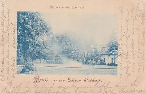 [Ansichtskarte] 5160 DÜREN, Partie aus dem Stadtpark, Lichtdruck 1899. 