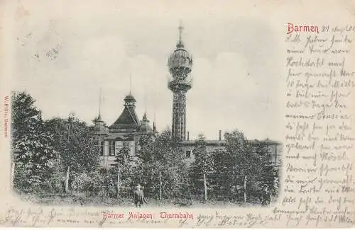 [Ansichtskarte] 5600 WUPPERTAL - BARMEN, Turmbahn, 1900. 