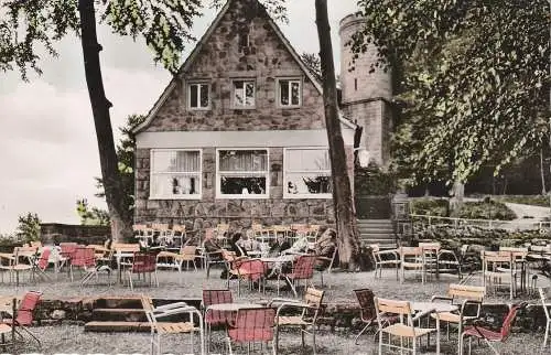 [Ansichtskarte] 3490 BAD DRIBURG, Restaurant Sachsenklause auf der Iburg, 1958. 